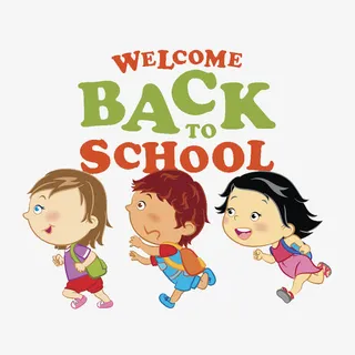 高兴背书包跑向学校的小学生免抠