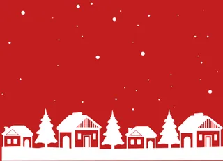 圣诞红色房子雪景高清