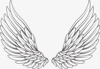 白色手绘的翅膀免抠