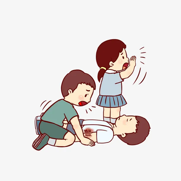 卡通遇到人受伤需大声呼喊叫人帮免抠