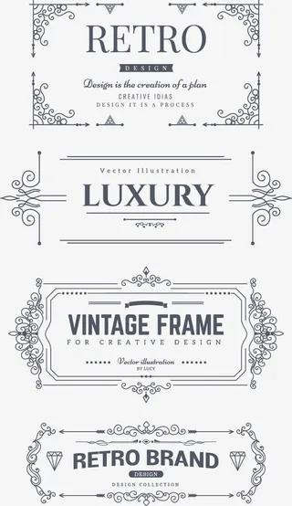 古典字母花边边框矢量素材免抠