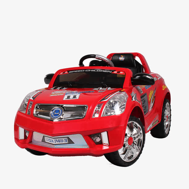 红色儿童电动车免抠