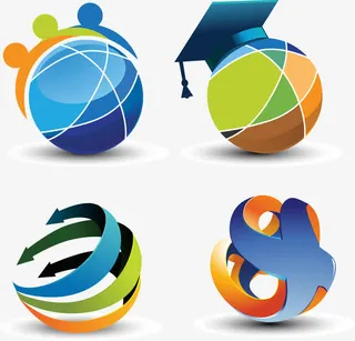 矢量手绘立体球形免抠