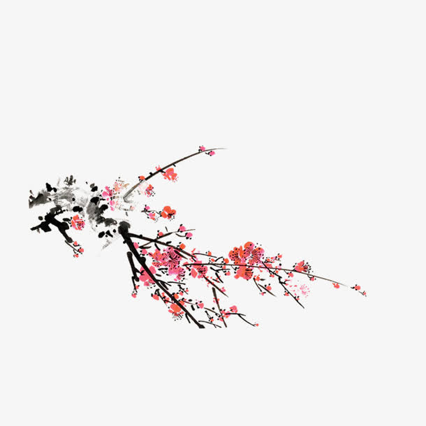 手绘粉色梅花免抠