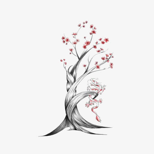 手绘古树免抠