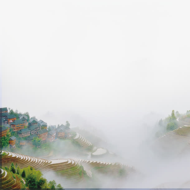 唯美梯田田园风景免抠