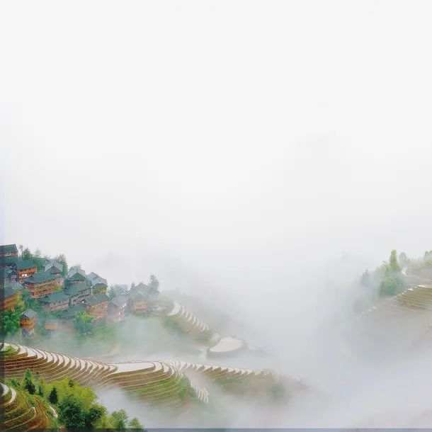 唯美梯田田园风景免抠