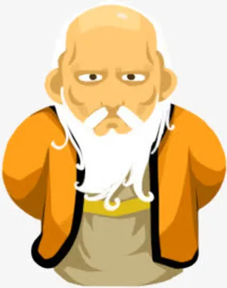 拜师求宝卡通白胡子老头免抠