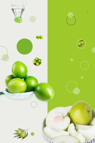 简约时尚小清新创意果蔬青枣绿色促销背景高清