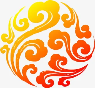 国潮古代云纹金红祥云元素免抠