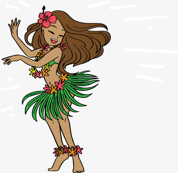 美丽的草裙舞女郎免抠