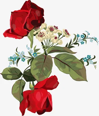 红色花朵装饰免抠