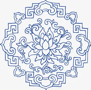 矢量青花底纹免抠