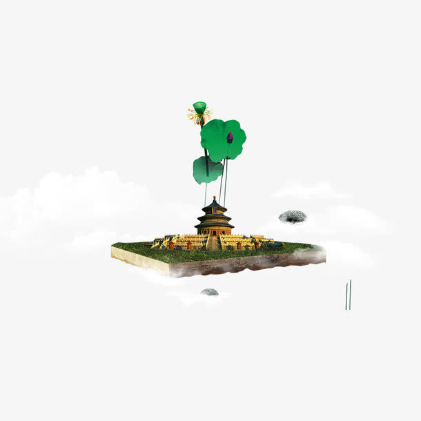 空中的绿地免抠