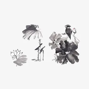 荷花飞鸟免抠
