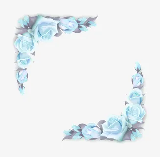 520蓝色温柔玫瑰边框免抠