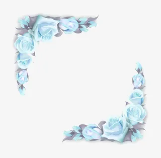 520蓝色温柔玫瑰边框免抠
