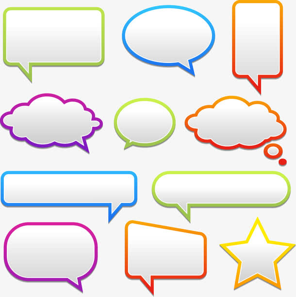 彩色异形对话框矢量图,免抠