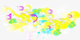 黄色卡通鲜花花纹设计免抠