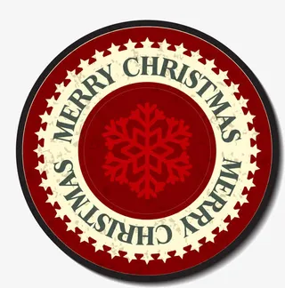 红色雪花标签免抠