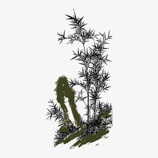 水墨竹图案免抠