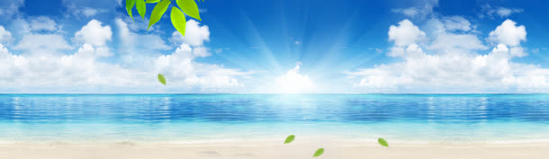 蓝色海天一色清新背景