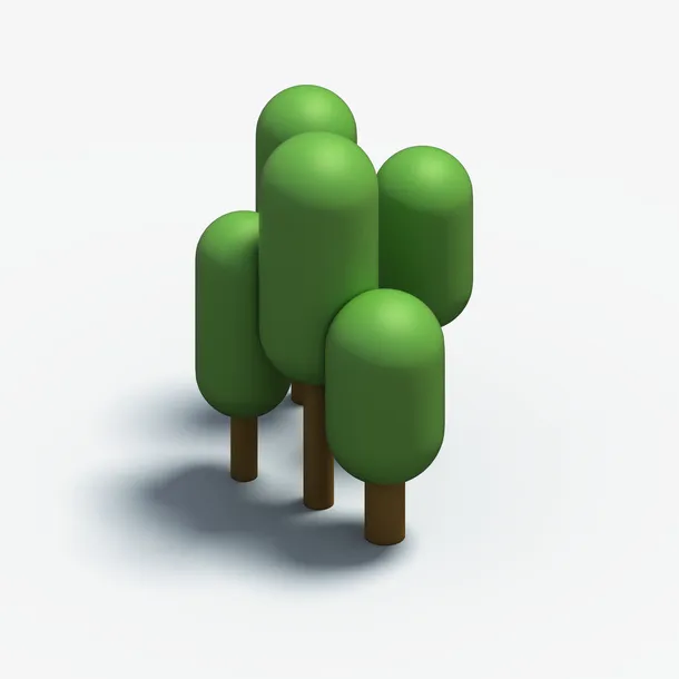 C4D树木植物五棵高树免抠