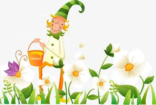 浇花的男孩矢量图免抠