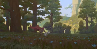 手绘绿色森林放牧免抠