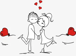 手绘装饰卡通情侣素材免抠图标元素