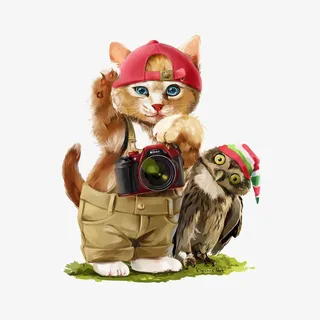 时尚个性的卡通猫咪免抠