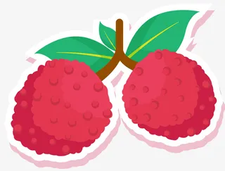 红色扁平风格矢量荔枝免抠