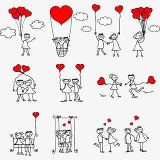 手绘新郎新娘插画免抠