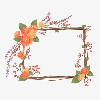 小清新田园花框免抠