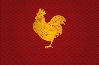 2017云纹金鸡图案展板背景素材高清