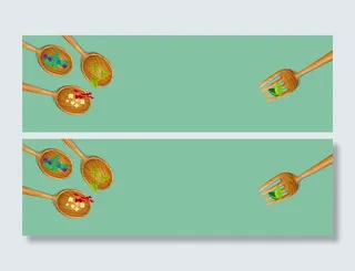 餐饮勺子绿色背景图高清