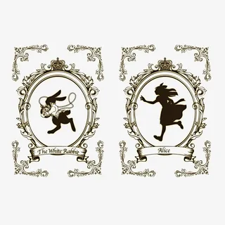 手绘剪影爱丽丝设计素材免抠
