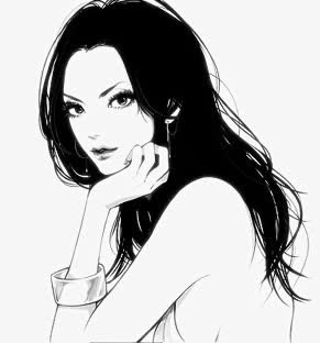 手绘插画美女免抠