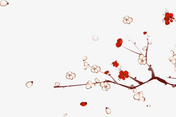 手绘合成效果开放的梅花免抠