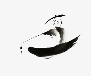 泼墨休闲垂钓免抠