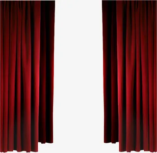 红色窗帘免抠