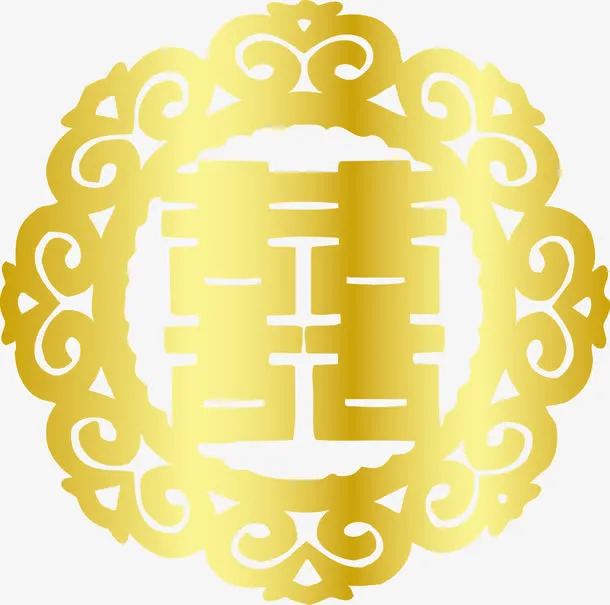 矢量金色双喜免抠