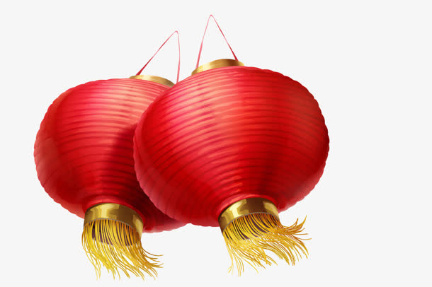 新年红色手绘灯笼免抠