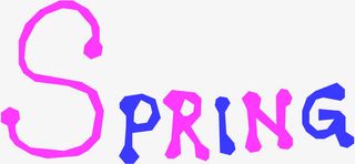 粉色蓝色春天英文字免抠