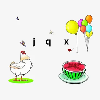 卡通公鸡气球西瓜辅音插图免抠