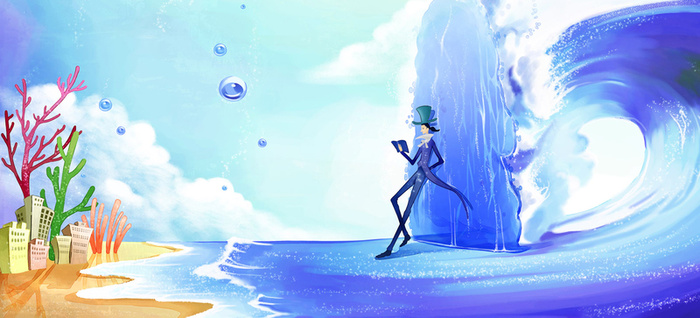 梦幻童画背景 唯美可爱卡通背景 水高清