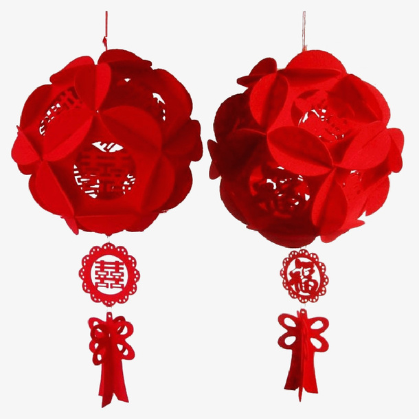 红色灯笼婚礼挂饰免抠