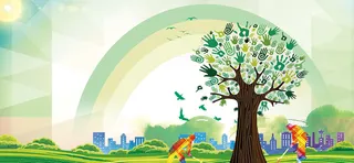 亲子运动植树节海报banner背景高清