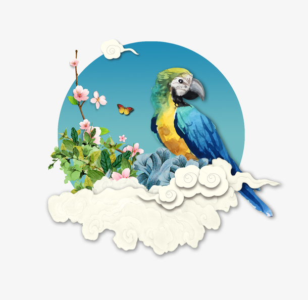 春天花鸟免抠