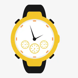 黄色圆弧时间手表元素免抠